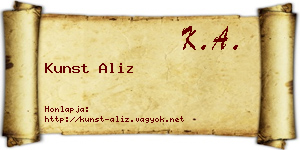Kunst Aliz névjegykártya